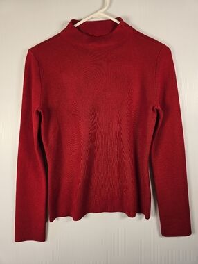 Cyrus Women's Red Ribbed Mock Neck Sweater Size S Stretchy
